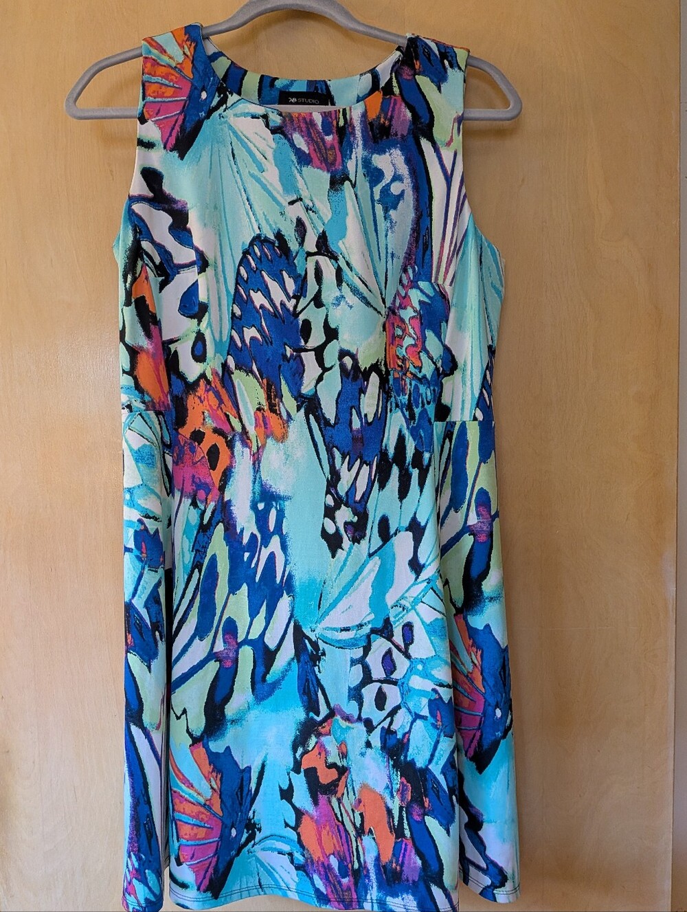 AB Studio Multicolor Aqua Floral Print Dress